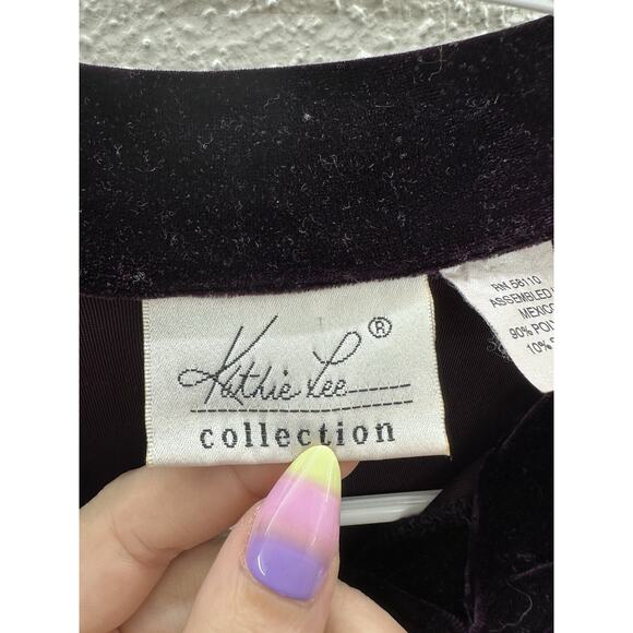 Kathie Lee Collection Womens Shirt Small Button Up Long Sleeve Purple Velour - Picture 4 of 11